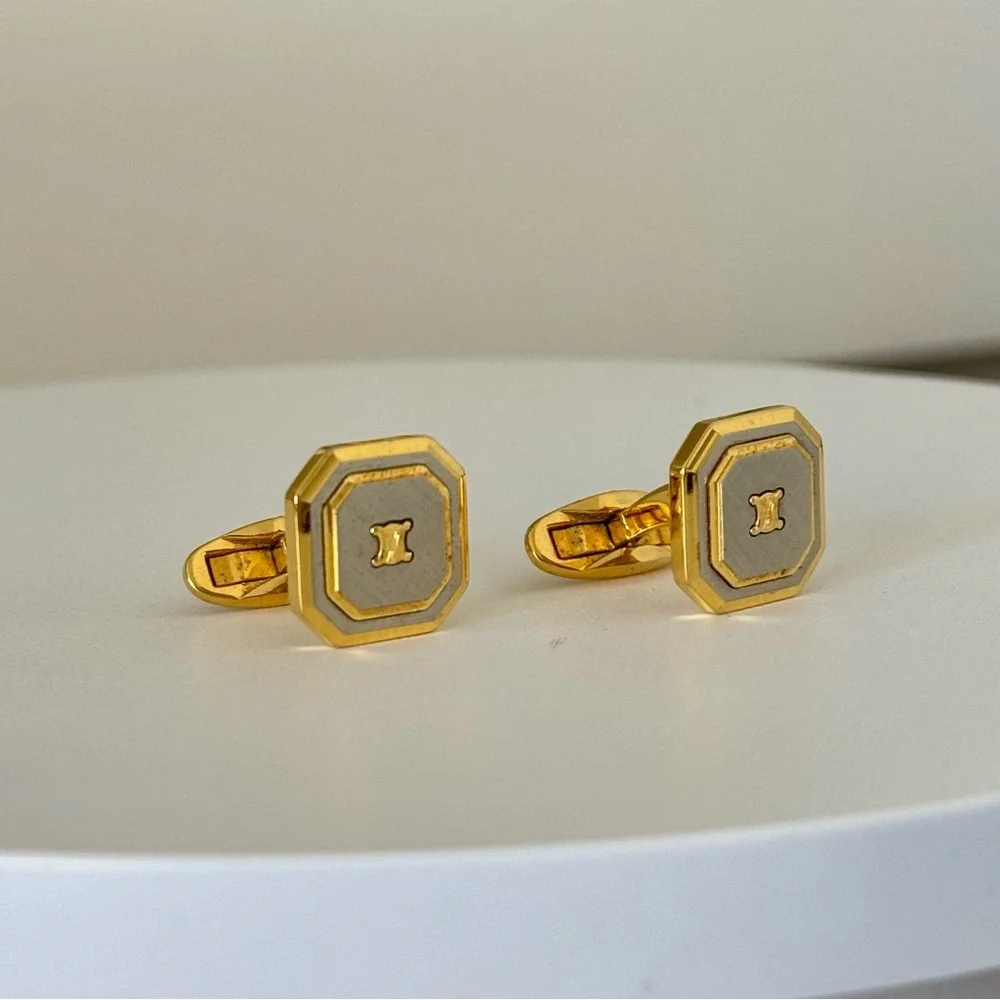Celine Silver and Gold Cuff Links